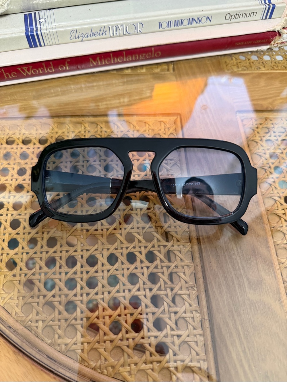Oversized Black Aviator Glasses Clear Nonprescription Lenses